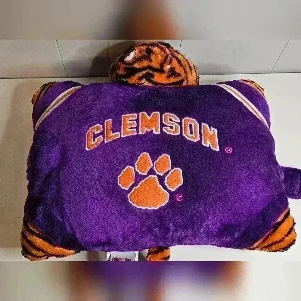 Clemson Tiger Pillow Pet Purple Orange 18"
